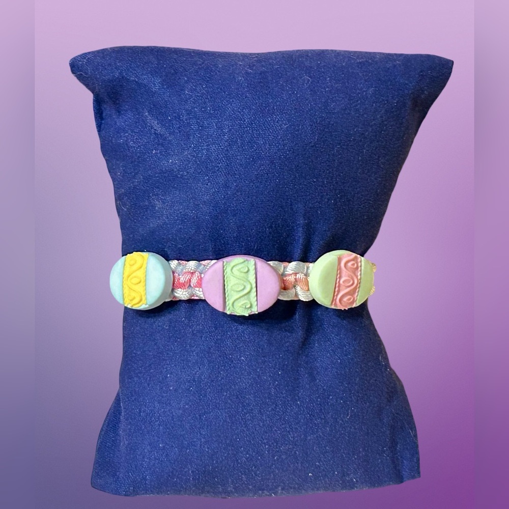 Easter Egg Bracelet; pastels; adjustable; candy alternative, prize, hostess gift